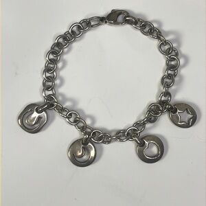 Tiffany & Co Sterling Silver Charm Bracelet Heart Moon Star